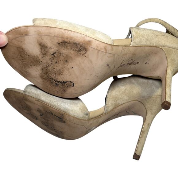 Sam Edelman Audrey Peep Toe Suede Ankle Strap Heel Sandals Size 9 - Picture 7 of 7